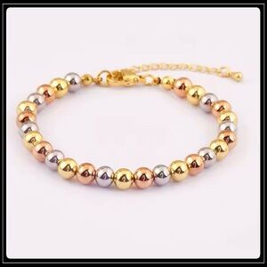 NEW GOLD SILVER ROSE GOLD CLASSIC ROUND BEAD BRACELET